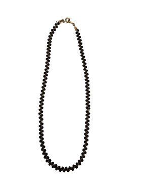 Trifari Black Beaded Necklace Gold Tone Chain Vintage Choker Necklace Signed